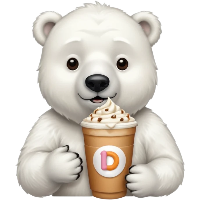 Polar bear with Dunkin iced coffee  emoji
