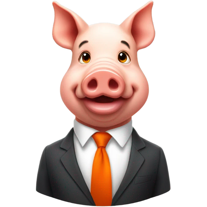 pig with orange makeup and a red tie emoji