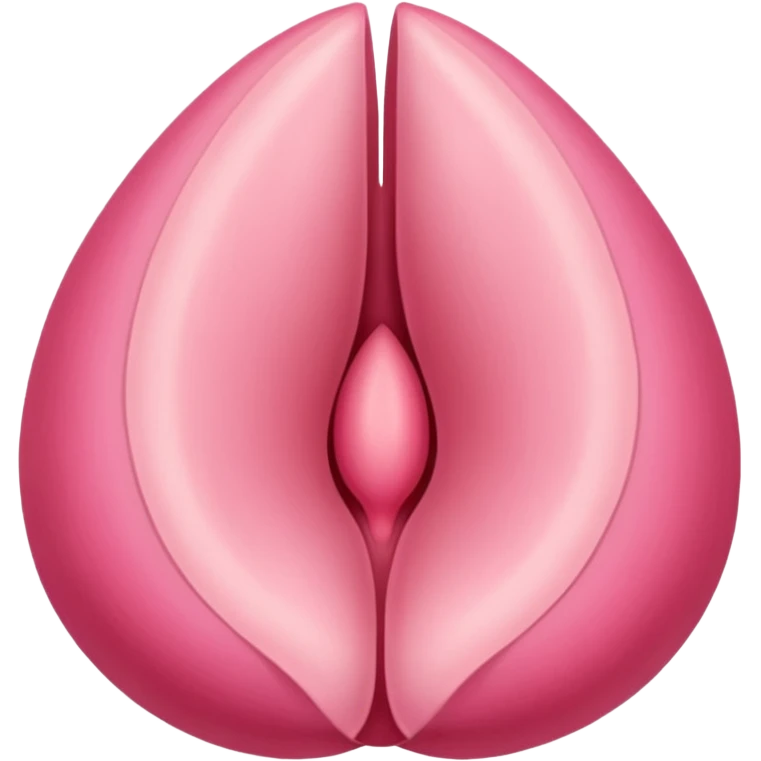 beigey pink vulva appearing moist, round pink clitoris at the top, no face, make it narrow and slim, marquis shape, vertical line in the middle  emoji