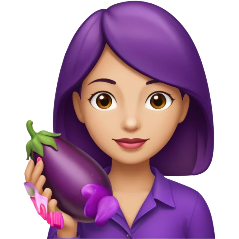 Leane avec une aubergine emoji