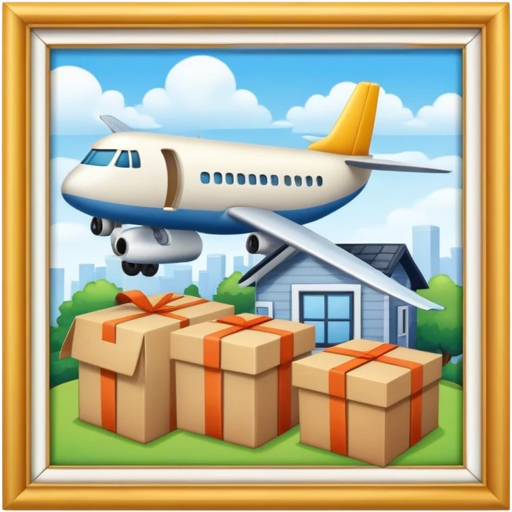  airplane, boxes, home emoji