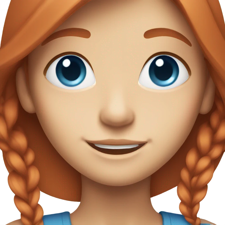 smiling girl with red long hair and blue eyes emoji