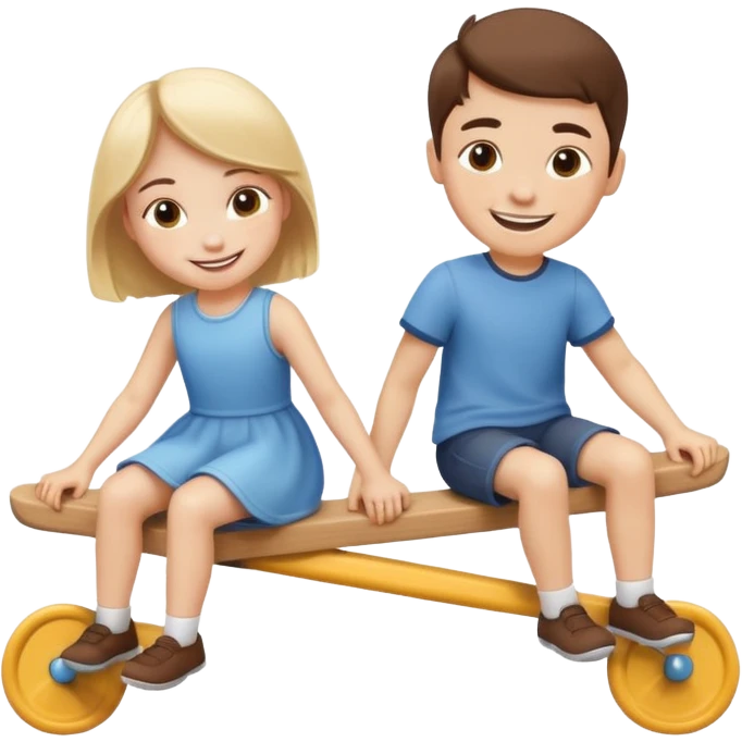 one boy and one girl playing seesaw emoji
