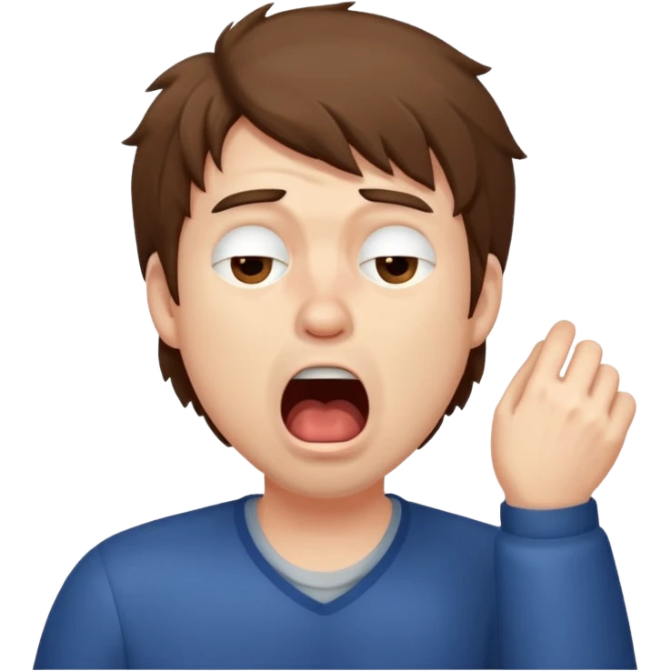 Weak man with disheveled hair yawning emoji