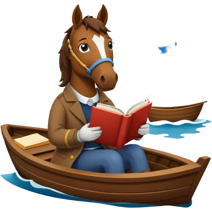 a horse reading a book on a boat emoji