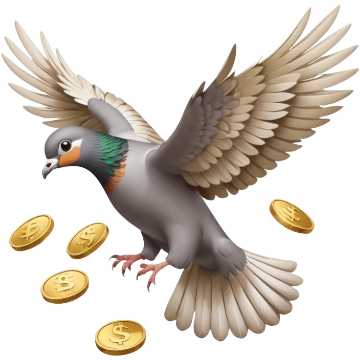 Pigeon throwing money emoji