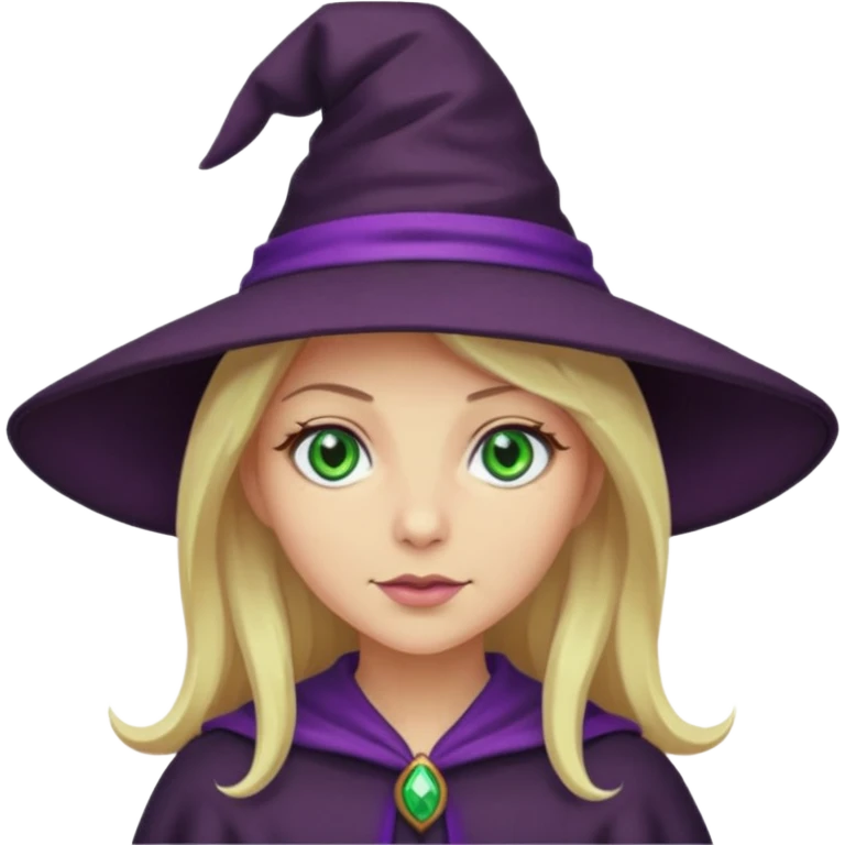witch in purple hat with blond haircute emoji