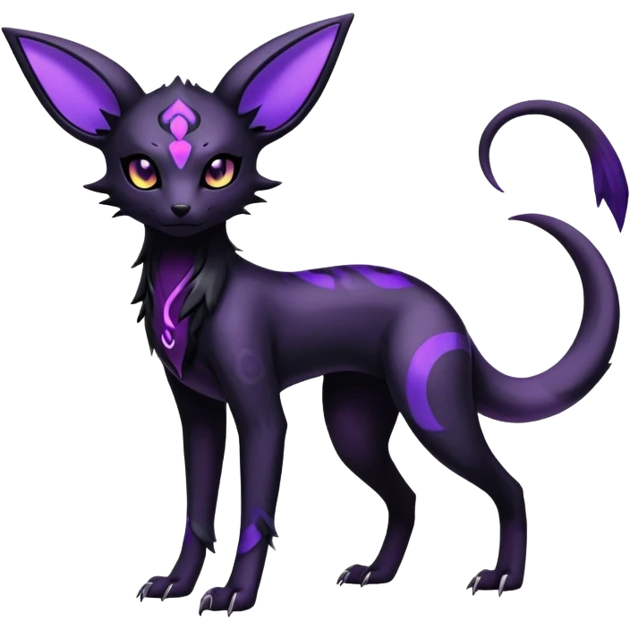 Shiny Dark Edgy Gothic Gloomy Futuristic Salandit-Umbreon-Espeon-Hybrid (Full body) emoji