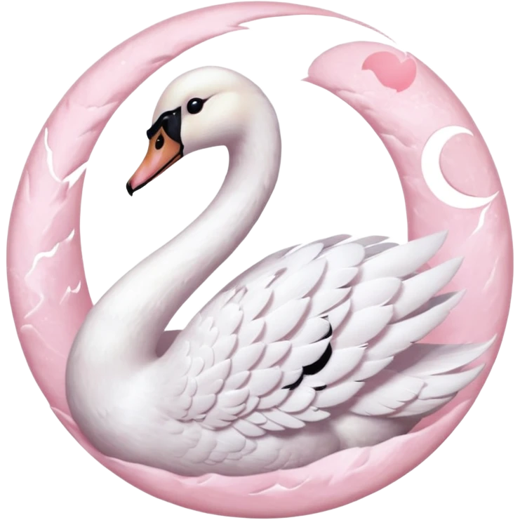 White swan with pastel baby pink moon aesthetic emoji