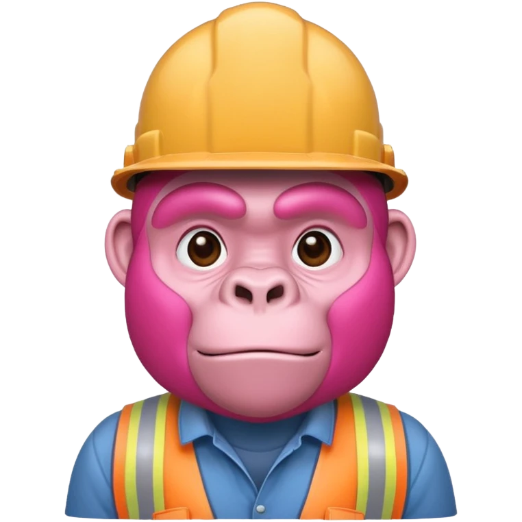 A pink gorilla with a constructor hat emoji