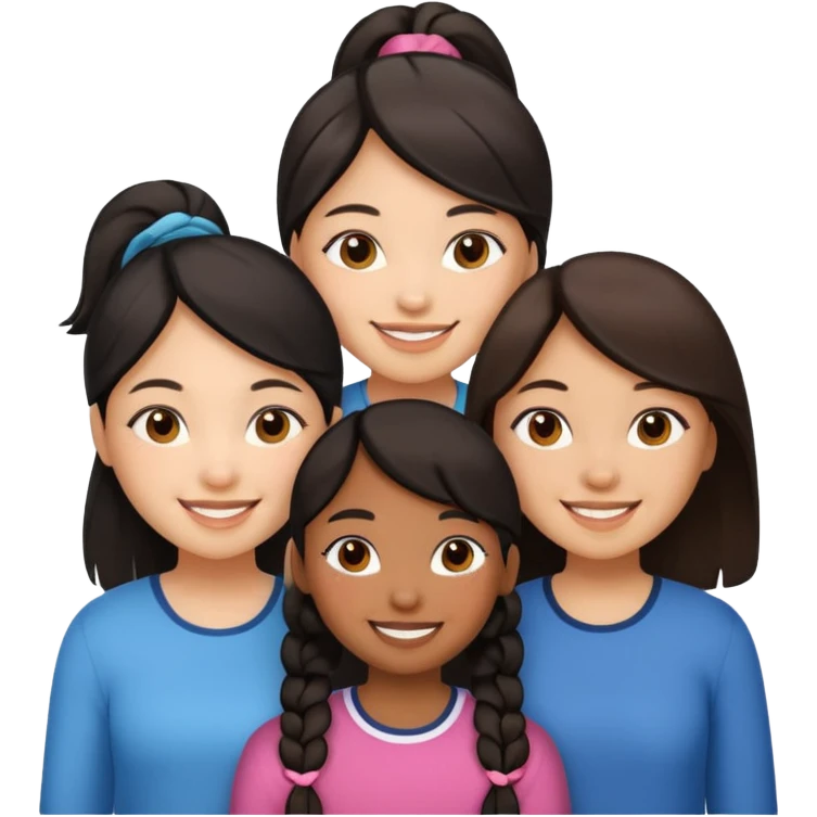 3 filles ju : une noire, une chinoise et une colombienne emoji
