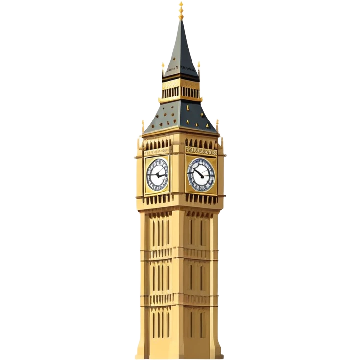 Simplest possible Big Ben tower with flat colors emoji