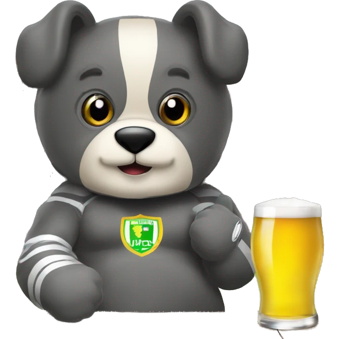 le marsupilam avec une bière a la main et un maillot du sporting de charleroi emoji
