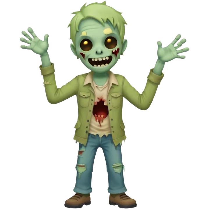 A cute, cheerful zombie is laughing hard, standing up emoji