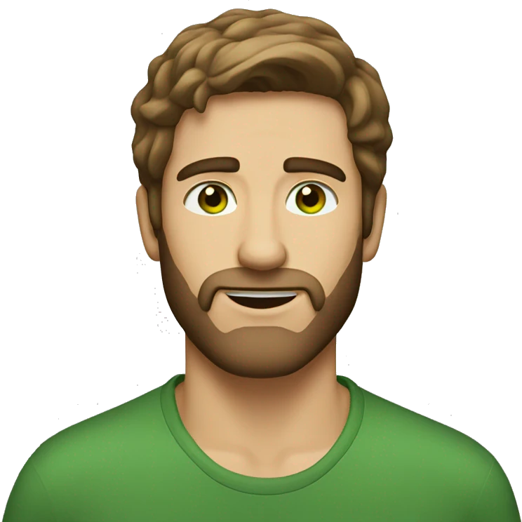A guy with a light beard and green eyes and brown hair emoji