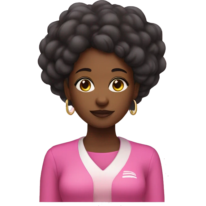 black girl wearing pink manifesting emoji