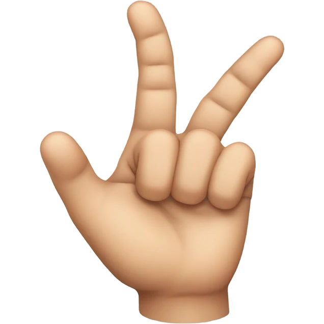 a hand that shows The sign of the horns(middle and ring fingers are bent)  emoji