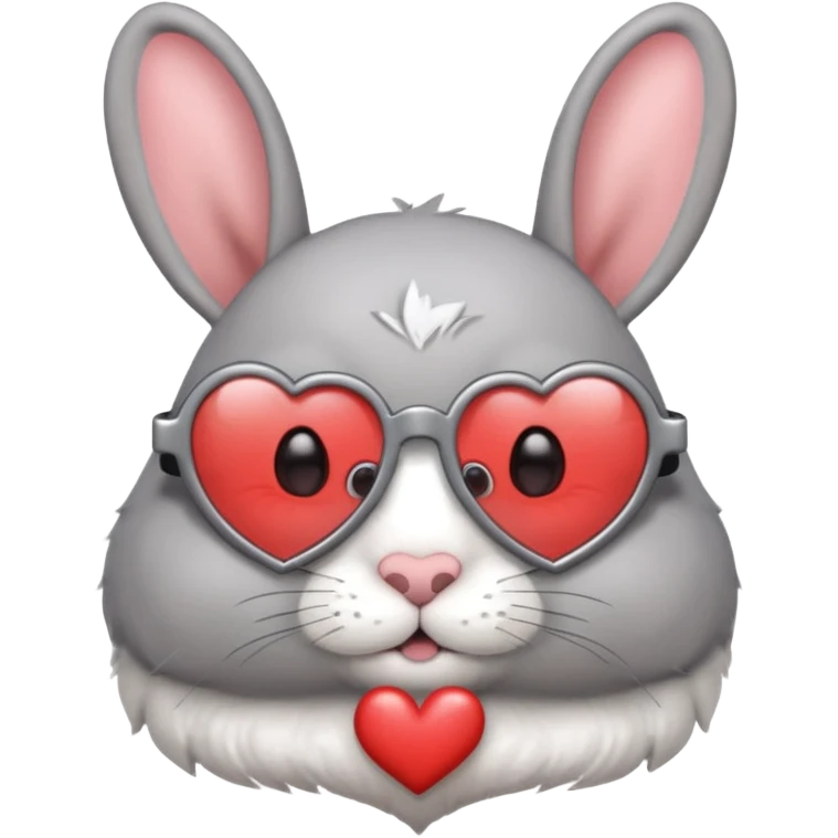 Gray bunny wearing heart-shaped glasses, half body emoji