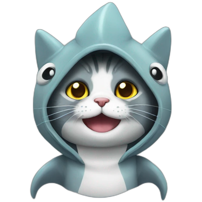 cat wearing shark costume emoji