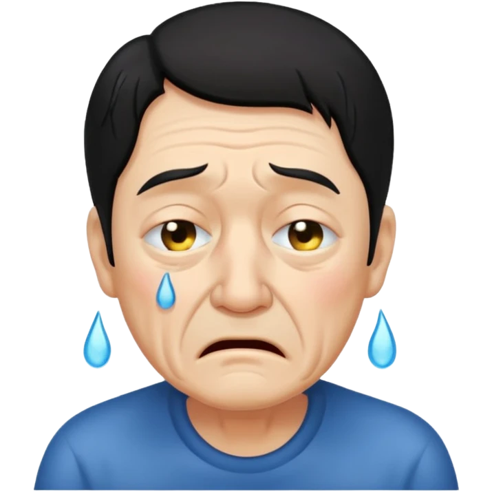 old man crying with black hair emoji