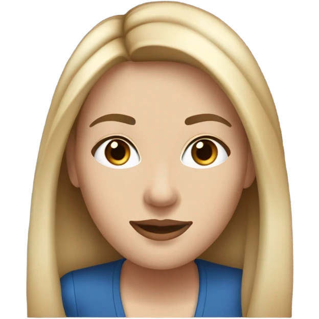 White woman with a meduim nose,lashes and blue eyes with brown straight hair with blonde highlights  emoji