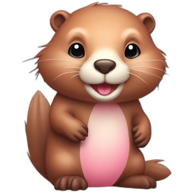 light pink fur cute beaver with big tail emoji