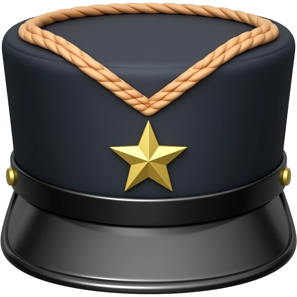 flat black shiny Peaked Breton Kepi hat with pastel orange and gold star on it emoji
