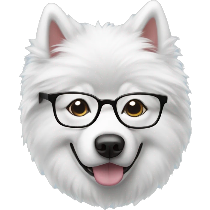 Samoyed dog wearing glasses emoji