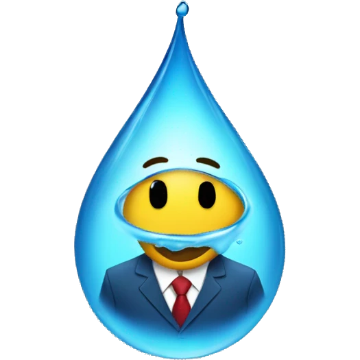 A water drop in a suit emoji
