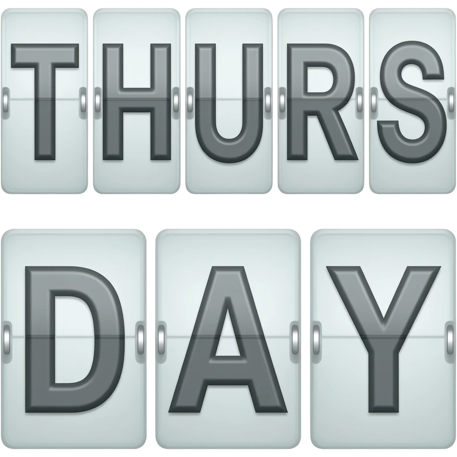 THURS (on one line) and DAY (below it) emoji