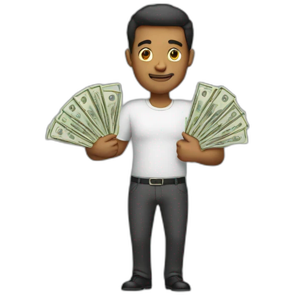 A man holding a lot of cash emoji