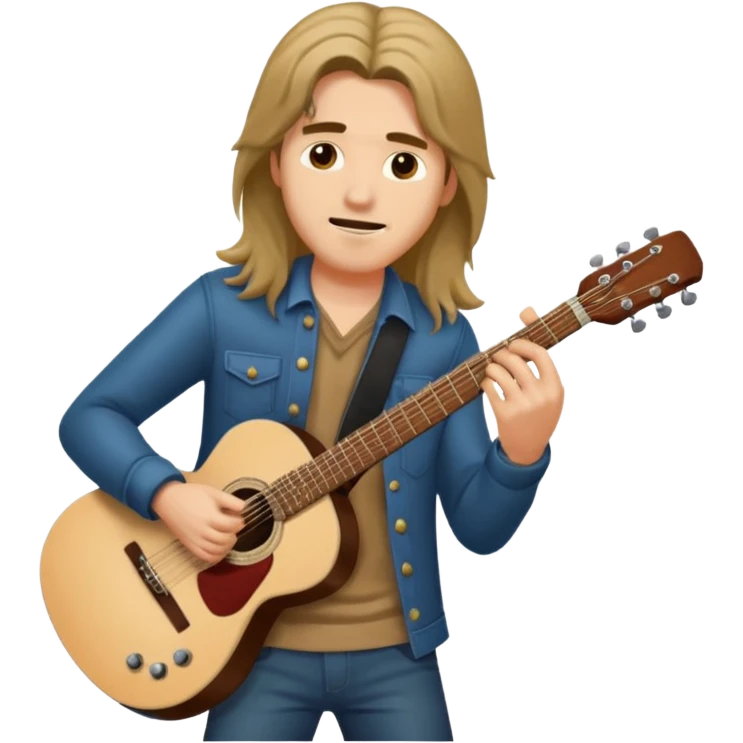 Guy with long hair guitarist emoji