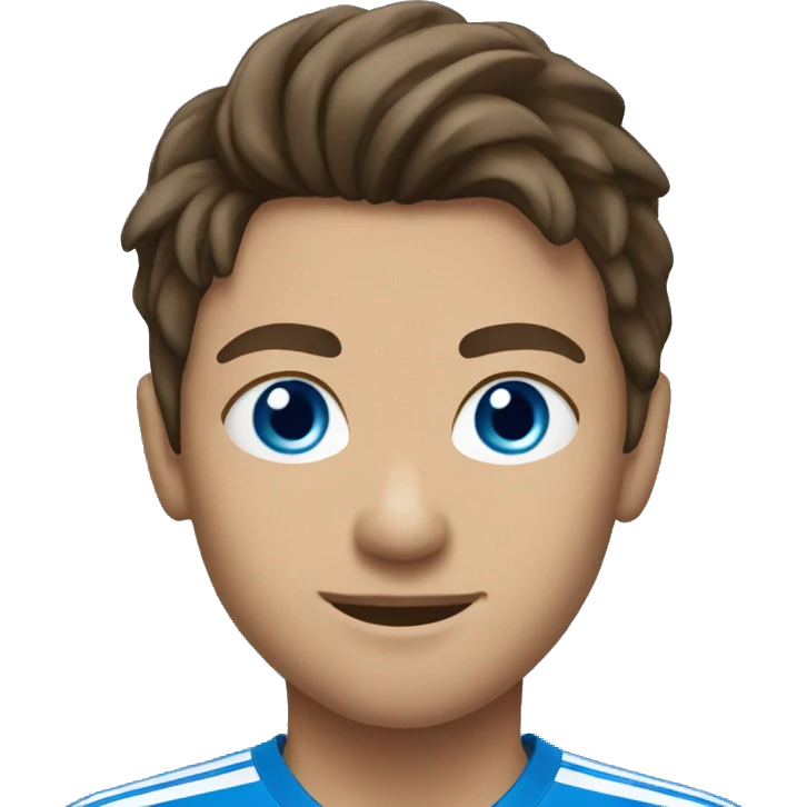 Brunette soccer player with blue eyes emoji