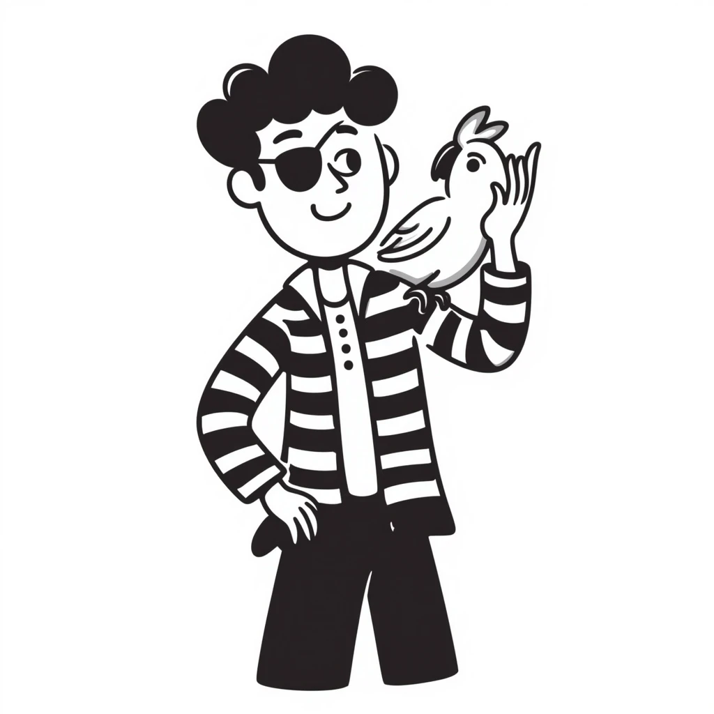 pirate with eye patch and parrot emoji