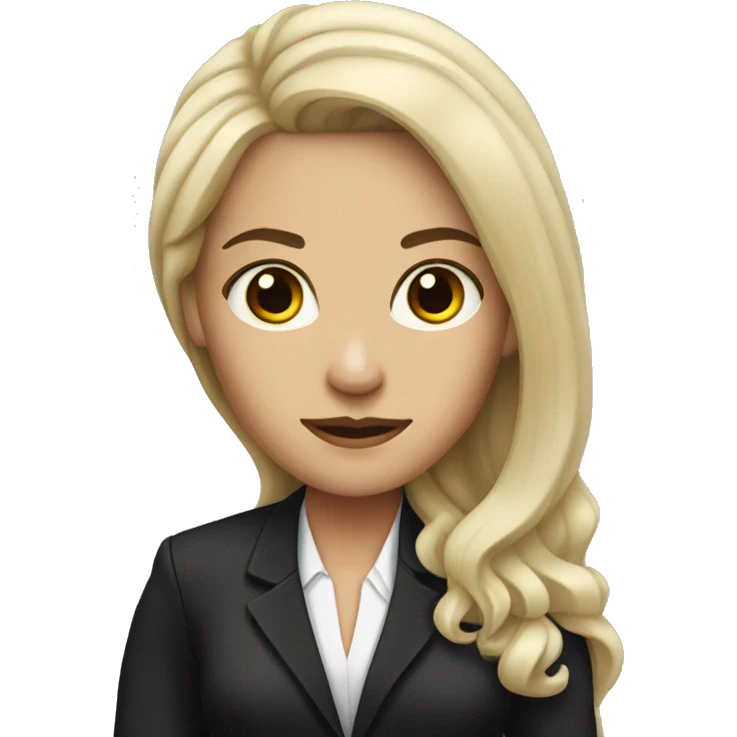white woman with black long hair with lawyer clothes  emoji