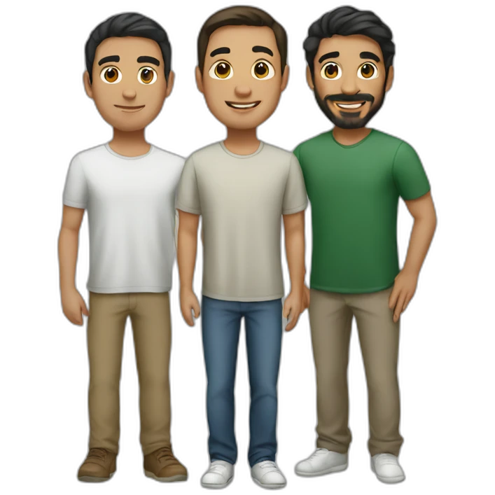 Arab asian and italian male friends standing together emoji
