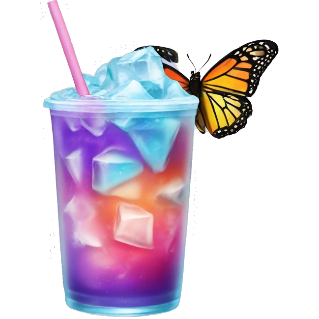 iced colorful drink with butterfly logo  emoji