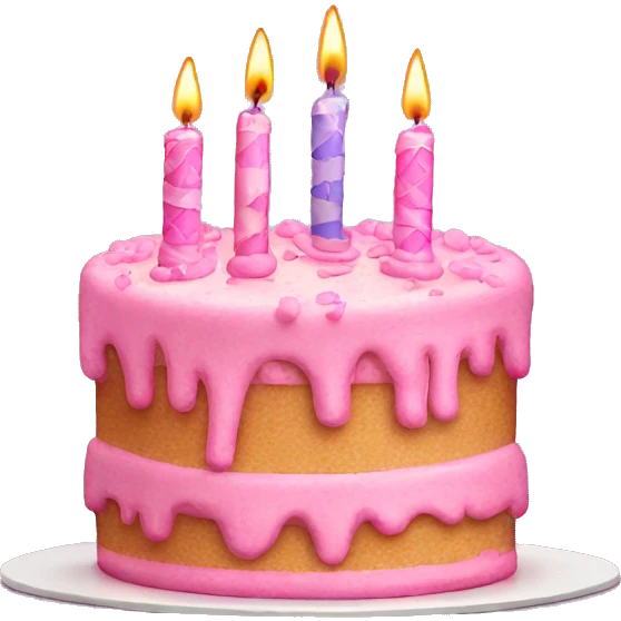 pink birthday cake with candles   emoji