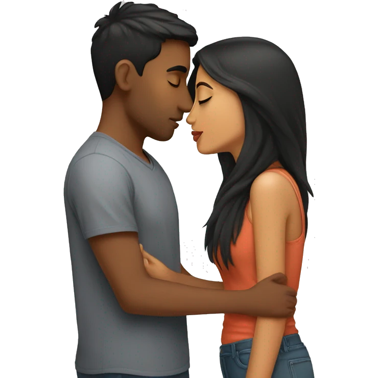 short Indian girlfriend kissing her white boyfriend emoji