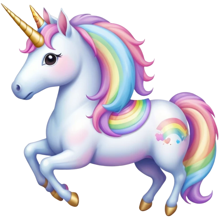 unicorn wearing a tutu riding a rainbow emoji