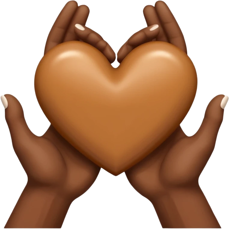 deux mains qui forment un coeur, une main blanche et une main marron emoji