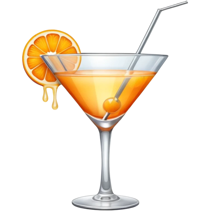 A sophisticated drink with a piece of fruit hanging from it. emoji