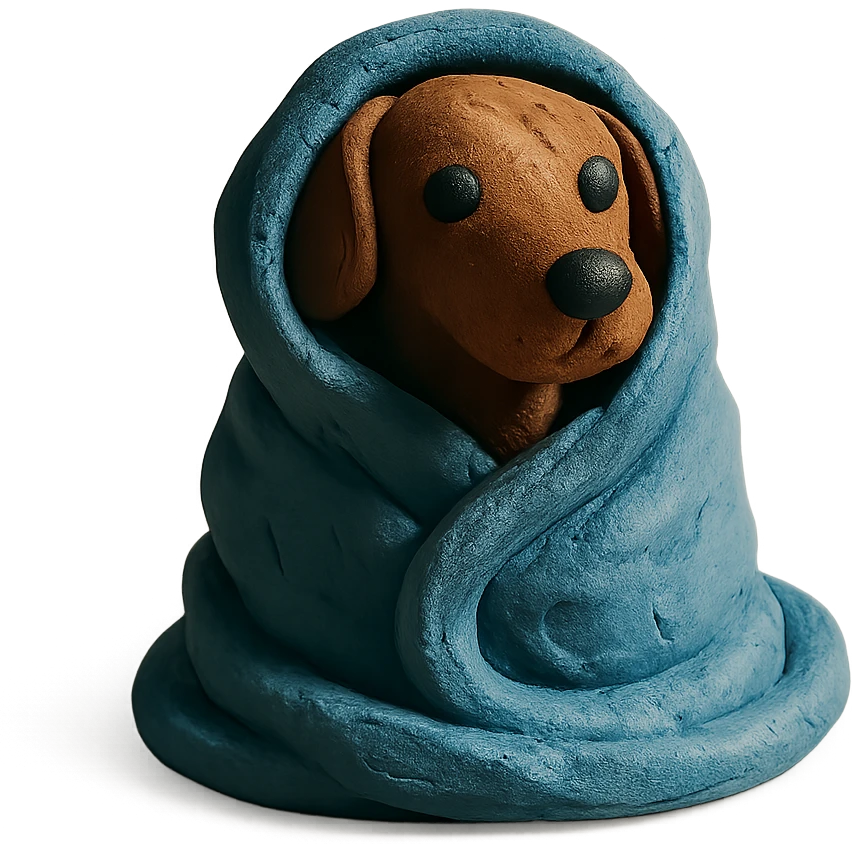 dog wrapped in a blanket emoji