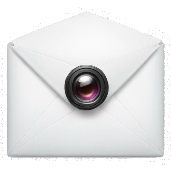 a white envelope with a camera drawn on it emoji
