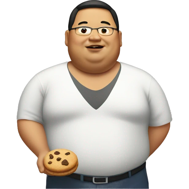 Fat Asian man with cookies  emoji