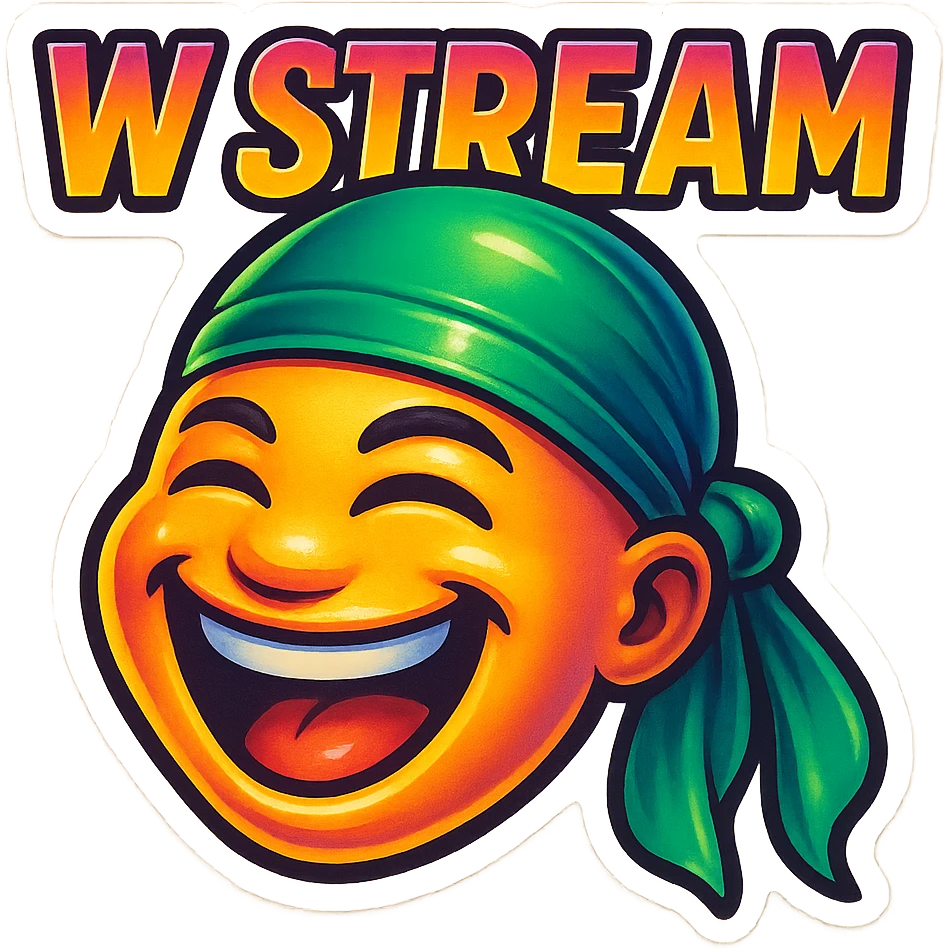 lol face
Change His durag To Green
Add the words W Stream emoji