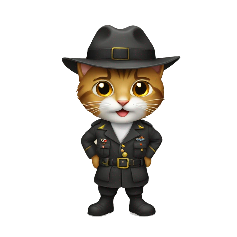 türk asker kıyafeti giymiş kedi emoji