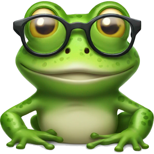 Frog in glasses smiling  emoji