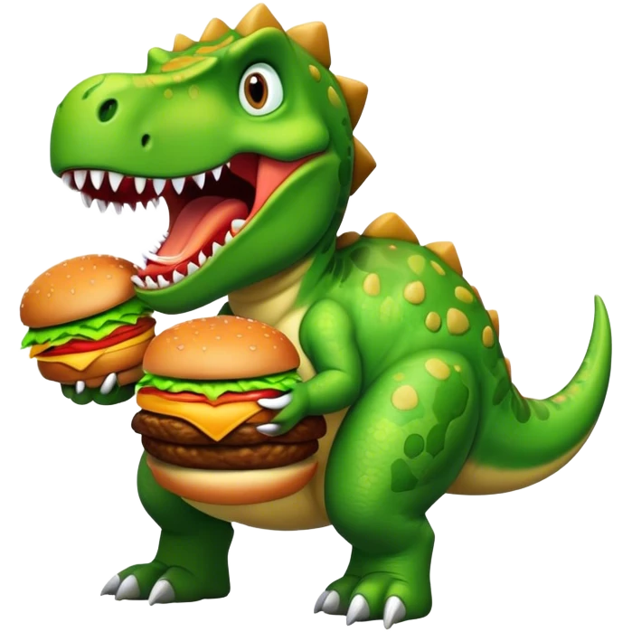 a dinosaur eating hamburgers emoji