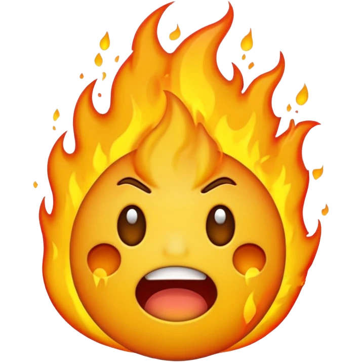 The emoji yellow On fire Scared emoji